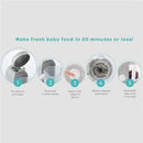 Beaba Babycook Solo 4 in 1 Baby Food Maker with numbered steps illustrating how to make baby food in under 20 minutes.