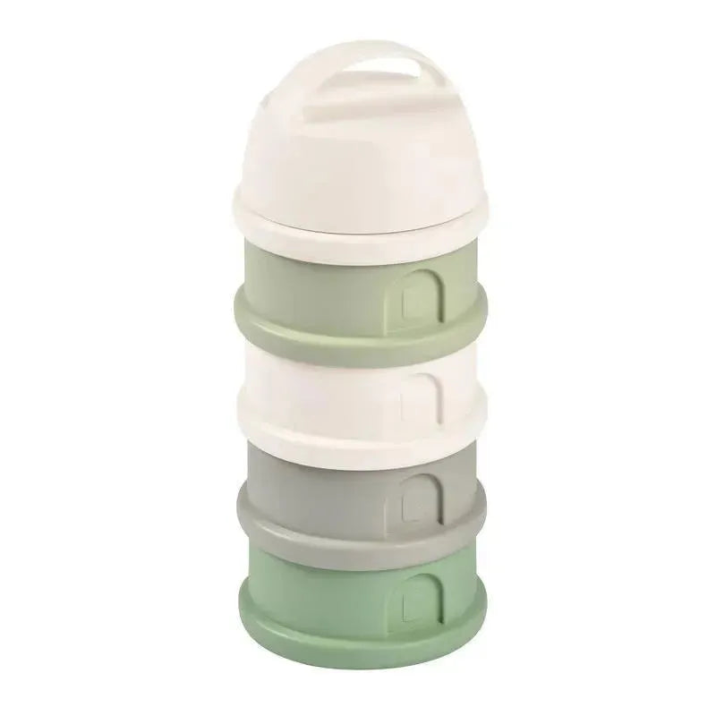 Beaba Formula Snack Container in Sage color, featuring a stackable design with multiple compartments for easy storage.