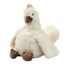 Plush chicken stuffed animal toy with a soft white body, brown beak, and detailed feet, ideal for children.