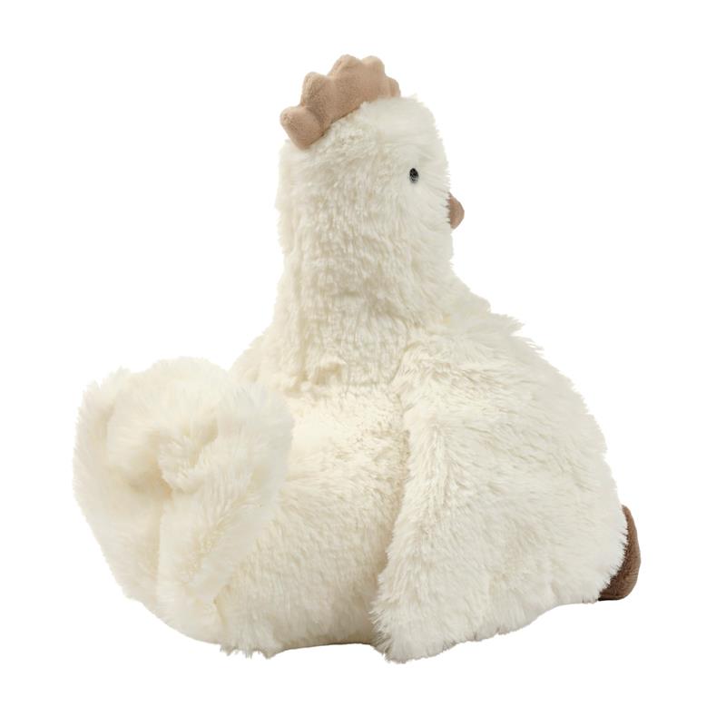 Plush stuffed chicken toy with a soft white body, tan crown, and brown feet, part of the Farmyard Friends collection.