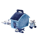 Plush airplane set featuring two airplane toys and a helicopter, housed in a star-patterned plush case.