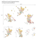 Tinker Bell wall decals featuring 19 individual stickers for creating a custom mural, including flowers and sparkles.