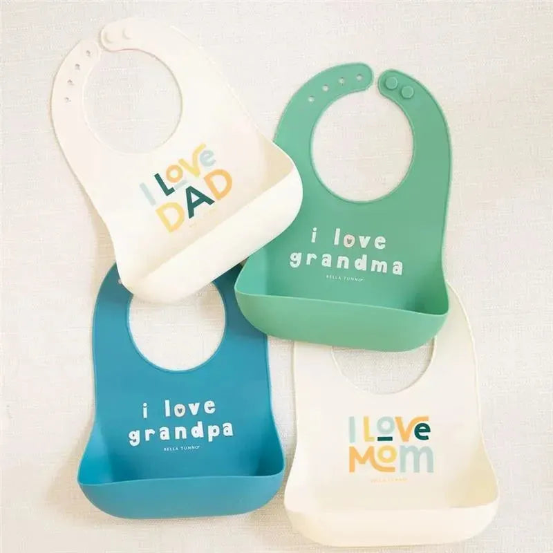 Bella Tunno - Wonder Bib, Silicone Baby Bib for Girls & Boys, Non-toxic BPA Free Soft Silicone Bib, I Love Mom Image 6