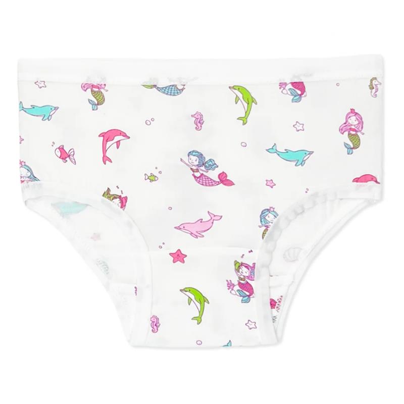 Bamboo underwear for girls featuring a playful mermaid and sea creature print in colorful designs.