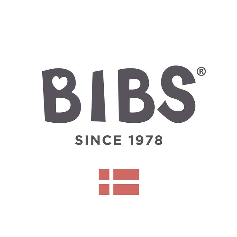 Sage green baby feeder bib from Bibs, featuring the brand name and establishment year, with a small Danish flag.