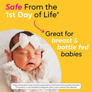 Safe from the 1st day of life, Biogaia Protectis Baby Drops, suitable for breast and bottle-fed babies, features a sleeping baby.