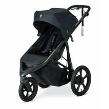 BOB Wayfinder Jogging Stroller in Nightfall color, featuring a sleek design and large wheels for easy maneuverability.