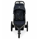 BOB Wayfinder Jogging Stroller in Nightfall color, featuring a sleek black design, adjustable canopy, and secure 5-point harness.