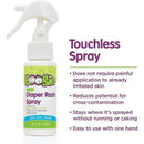 Boogie Wipes No-Rub Diaper Rash Spray, 1.7 fl oz, shows a touchless spray bottle with text detailing its benefits and ingredients.