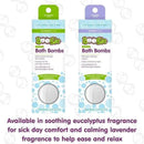 Kids Bath Bombs by Boogie, featuring eucalyptus and lavender scents, designed for soothing and relaxation during bath time.