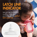 Boon 3Pk Nursh Curve silicone bottle nipples with a preemie flow, featuring a latch line indicator for proper feeding.