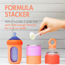 Boon Triful Baby Formula Dispenser in pink, featuring three pods, each holding formula for an 8 oz. bottle.