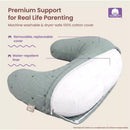 Boppy Nursing Pillow Luxe in sea green muslin with a removable cover, water-repellent liner, and cotton details.