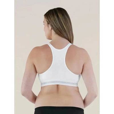 Bravado Original Full Cup Nursing Bra in white, shown from the back on a model with long hair, size XL.