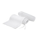 Classic Breathable Mesh Crib Liner in white, featuring rolled edges and ties for secure attachment to crib rails.