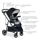 Britax Brook+ Modular Baby Stroller with adjustable canopy, snack tray, integrated car seat adapters, and large storage basket.
