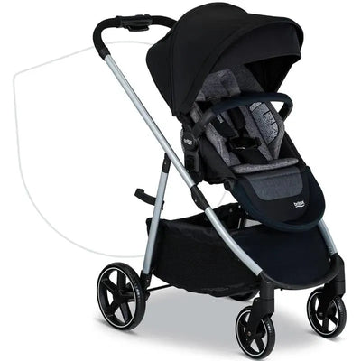 Lightweight Britax Grove Modular Stroller featuring a black canopy, padded seat, and a storage basket underneath.