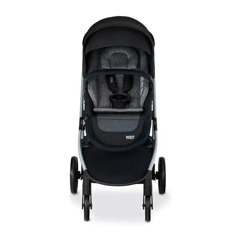 Lightweight Britax Grove Modular Stroller with a black canopy and gray seating area, designed for children.