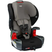 Britax Grow With You ClickTight harness booster car seat in Grey Contour, featuring adjustable headrest and cup holders.