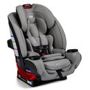Britax One4Life All in One Convertible Car Seat in Mineral Gray, featuring a padded seat, harness, and dual cup holders.