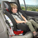 Britax One4Life All in One Convertible Car Seat in Mineral Gray, featuring a smiling child securely buckled in with cup holders.