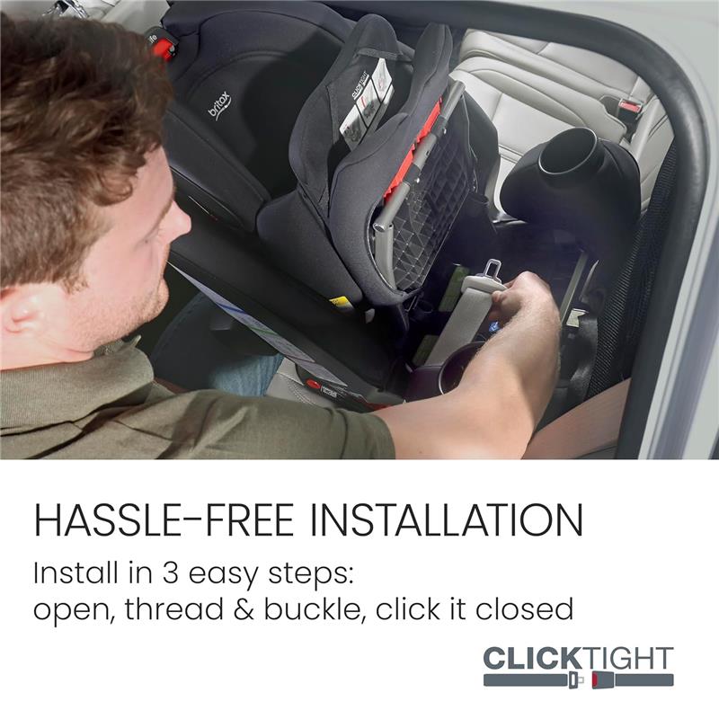 Britax One4Life All in One Convertible Car Seat in Mineral Gray is being installed in a vehicle.