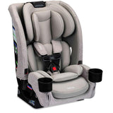 Britax One4Life Slim All-in-One Car Seat in Parchment with grey fabric, adjustable harness, side cup holders, and safety features.