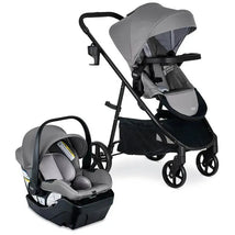Britax Willow Brook Travel System in Graphite Glacier, featuring a stroller and infant car seat in a sleek gray design.