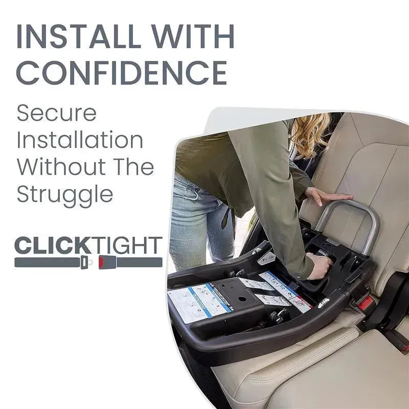 Britax Willow S Infant Car Seat installation process, highlighting the ClickTight feature for secure and easy fitting.