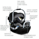 Britax Willow SC Infant Car Seat features a rear-facing design with a one-hand adjustable carry handle, UPF50+ canopy, and extra plush cushioning.
