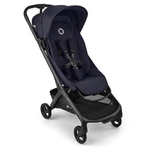 Bugaboo Butterfly 2 Plus Complete Stroller in Deep Indigo featuring a reclining seat, harness system, and spacious storage basket.