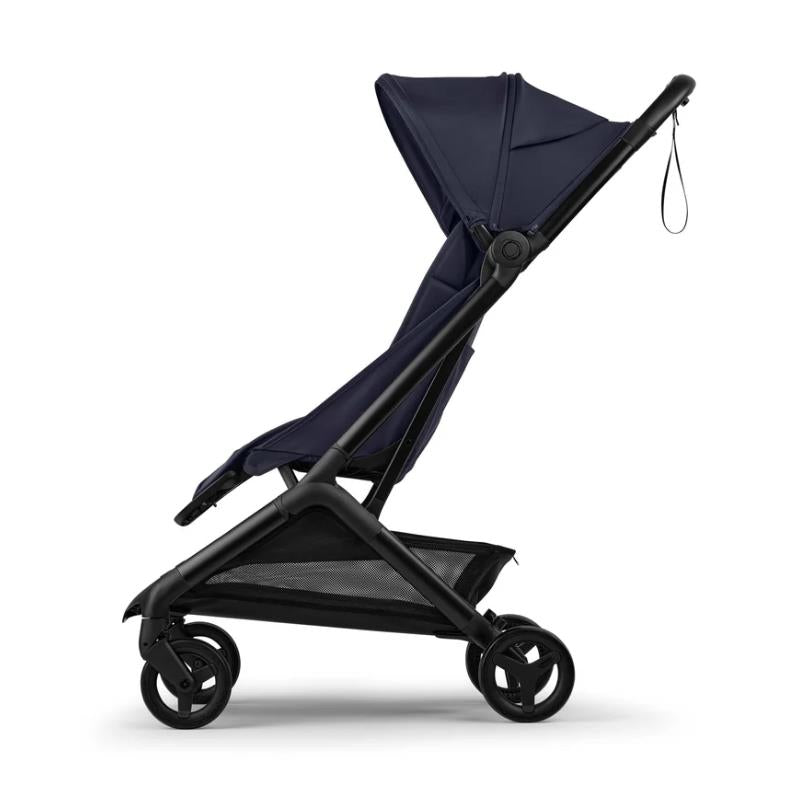 Bugaboo Butterfly 2 Plus Complete Stroller in Deep Indigo, featuring an adjustable seat and compact design.