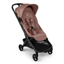 Bugaboo Butterfly 2 Plus Complete Stroller in Dusty Pink with a black frame, featuring a padded seat, canopies, and storage basket.