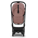 Bugaboo Butterfly 2 Plus Complete Stroller in Dusty Pink, showcasing the rear view with a soft fabric seat and black frame.