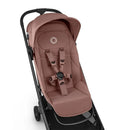 Bugaboo Butterfly 2 Plus stroller in Dusty Pink, featuring a padded seat with adjustable straps and a protective canopy.