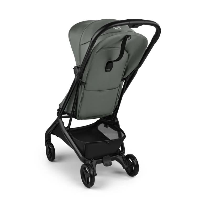 Bugaboo Butterfly 2 Plus Complete Stroller in Forest Green, featuring a sleek design with a foldable structure and a spacious storage basket.