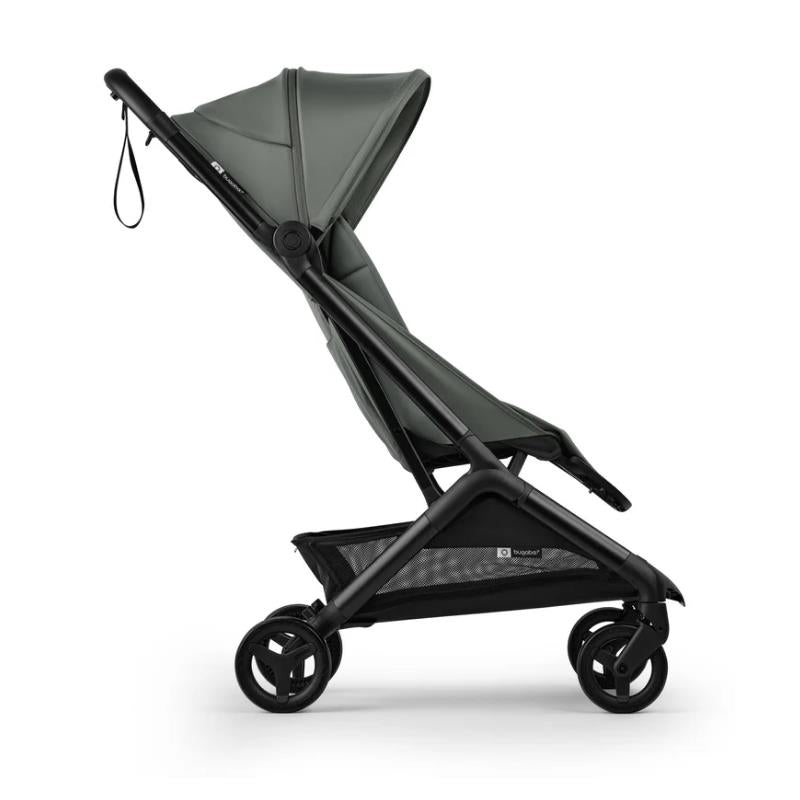 Bugaboo Butterfly 2 Plus Complete Stroller in Forest Green, featuring a sleek design with a canopy and black frame.