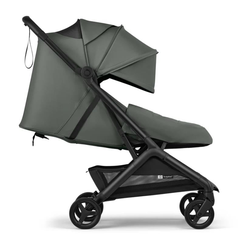Bugaboo Butterfly 2 Plus Complete Stroller in Forest Green, featuring a compact design, adjustable canopy, and smooth-rolling wheels.