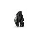 Folded Bugaboo Butterfly 2 Plus Complete Stroller in Forest Green, showcasing its compact design and black wheels.