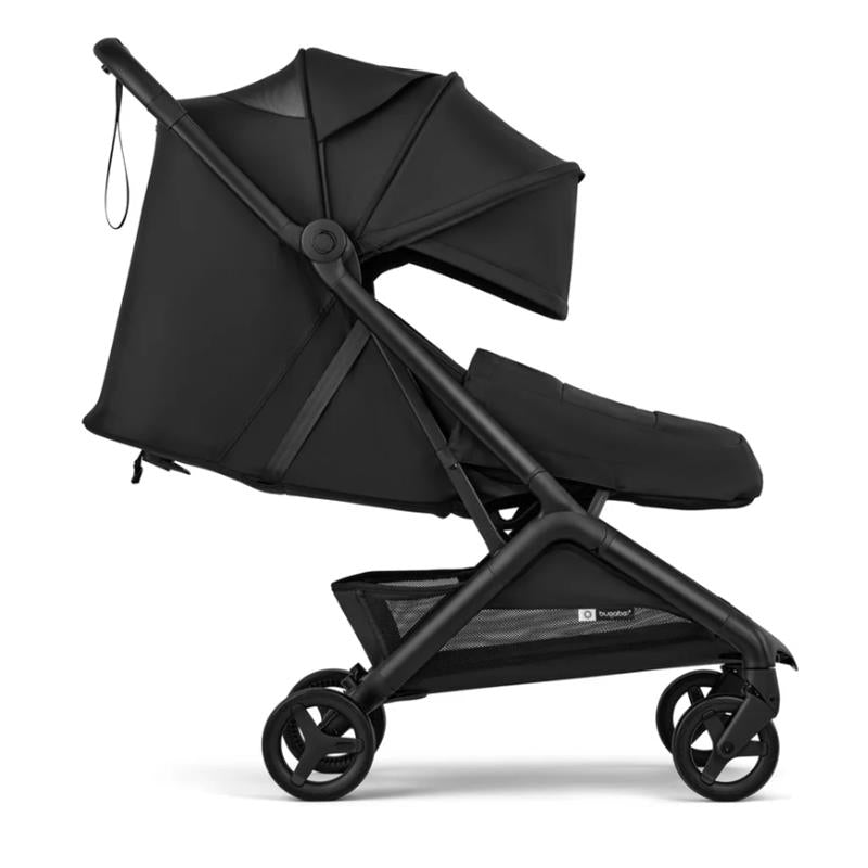 Bugaboo Butterfly 2 Plus Complete Stroller in Heritage Black, featuring a collapsible canopy, reclining seat, and compact design.