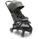 Compact Bugaboo Butterfly stroller in black and forest green, featuring a padded seat and protective canopy.