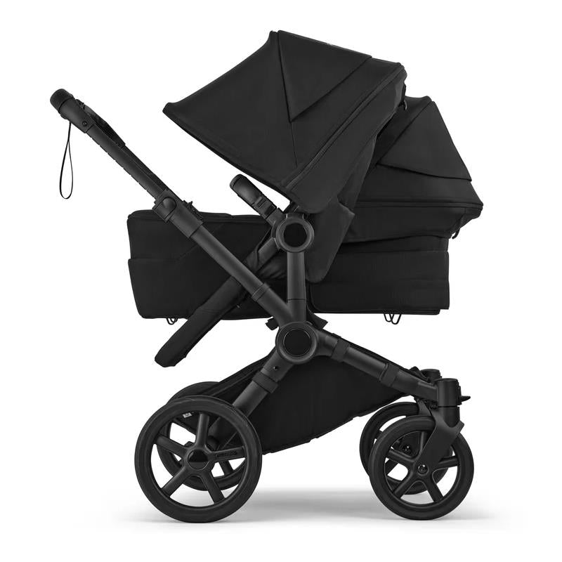 Bugaboo Donkey 6 Complete Stroller in Black/Heritage Black, featuring two canopies and a streamlined design.