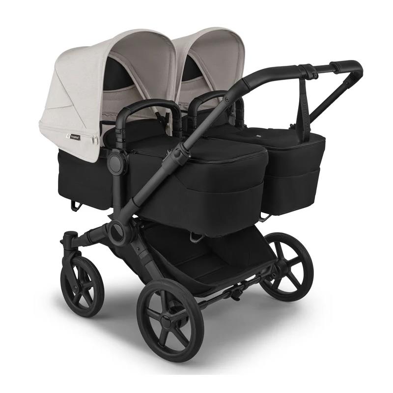 Bugaboo Donkey 6 Complete Stroller in Black/Heritage Black with two seats and a sleek design.
