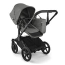 Bugaboo Donkey 6 Complete Stroller in Black/Moon Grey, featuring a spacious seat, large sun canopy, and a streamlined design.