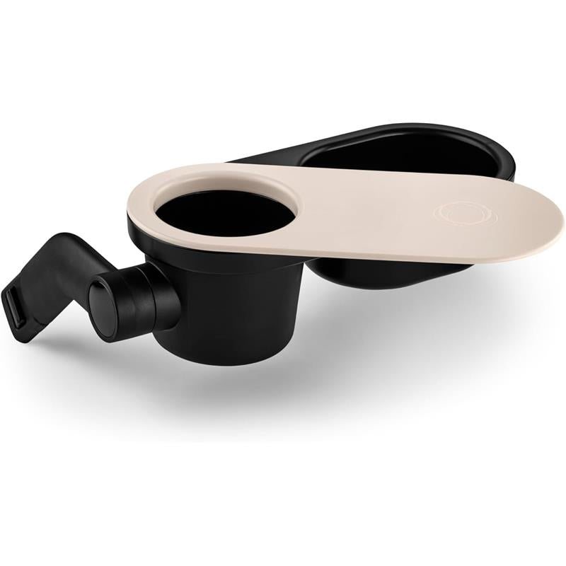 Bugaboo Food and Drink Tray featuring two cup holders and a flat surface, designed for Bugaboo strollers.
