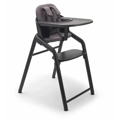 Bugaboo Giraffe Baby Pillow Set in Stormy Grey, featuring a high chair with a comfortable seat and safety harness.