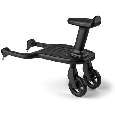 Bugaboo Wheeled Board with Detachable Seat, featuring wheels and a support handle, compatible with all Bugaboo strollers.