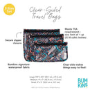 Clear travel bag set by Bumkins, featuring three sizes with secure zippers and waterproof fabric; meets TSA regulations.