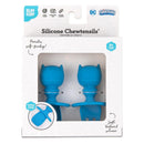 Bumkins Batman-themed silicone Chewtensils set in blue for self-feeding, featuring two spoons with textured handles.
