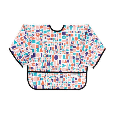 Bumkins Born This Way Foundation Sleeved Bib featuring a colorful design with words promoting kindness and acceptance.